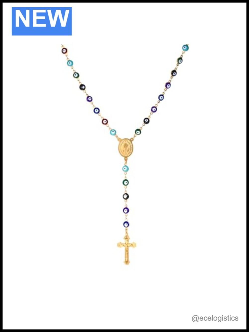 925 Sterling Silver Saint Benedict Medal Necklace Evil Eye Cross 18K Yellow